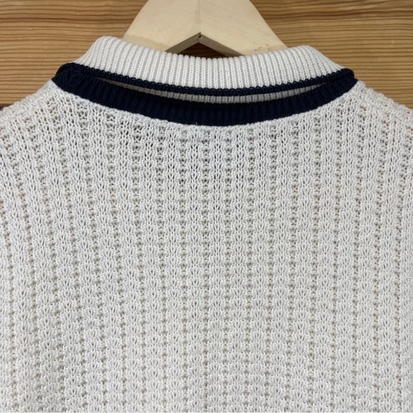 The Petite Concept by Devon Vtg Sweater Small White Blue Collared Nautical B80 - Picture 10 of 15